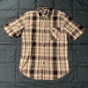 Black and Gray Short Sleeved Button Down